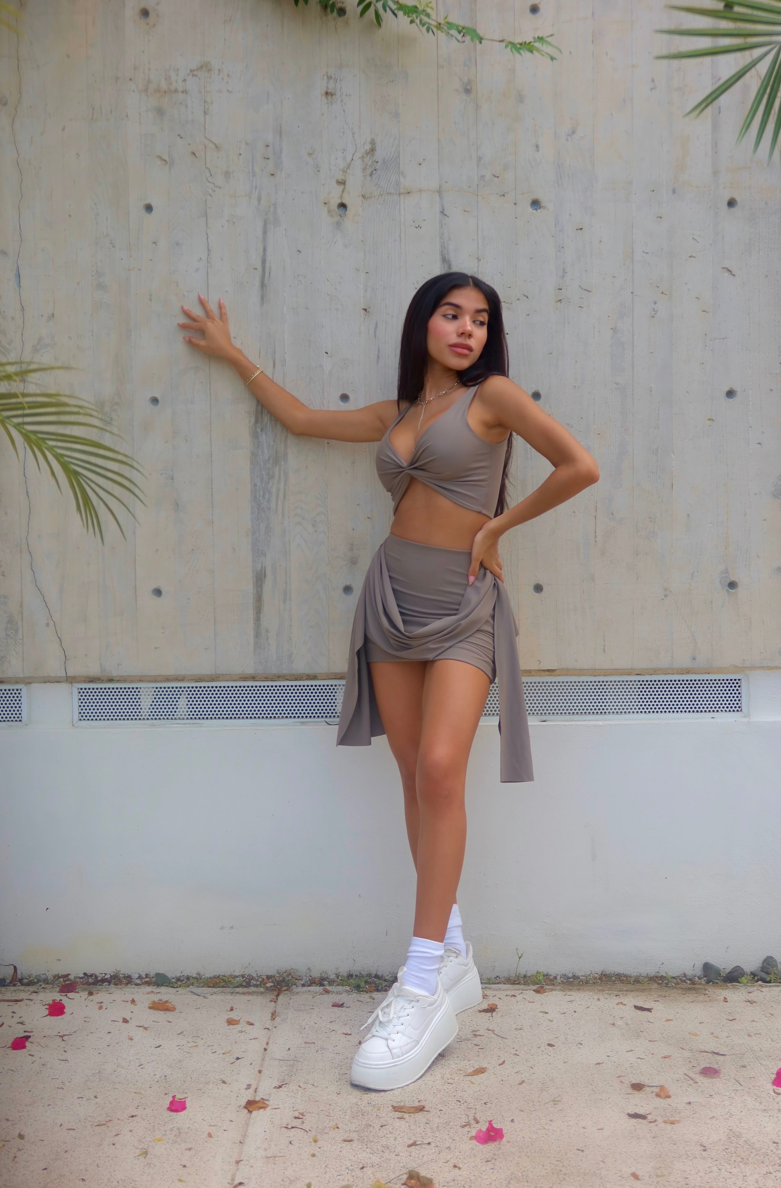 Ninas cascading skirt and crop top