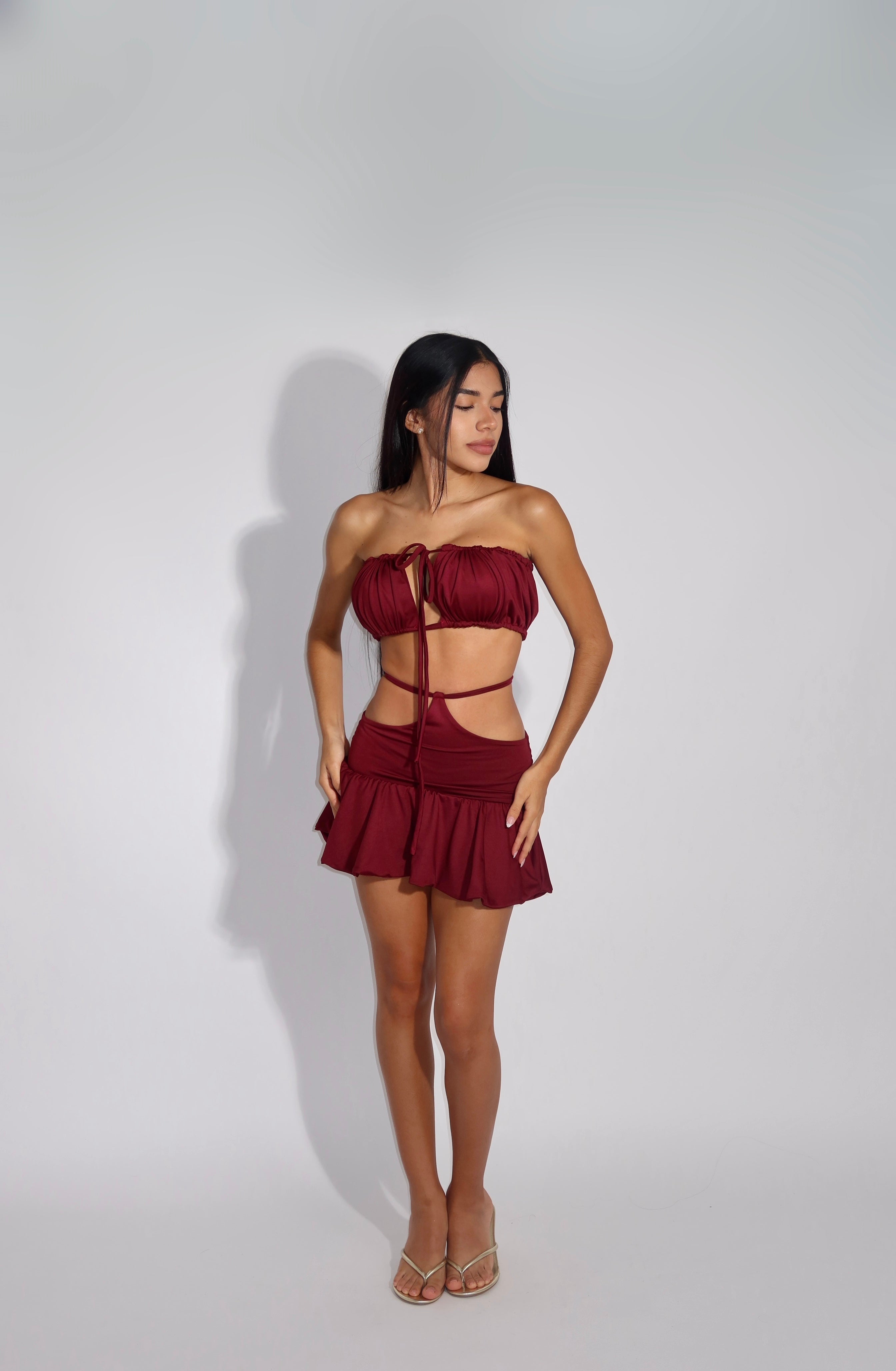 Conjunto Falda y Top vino