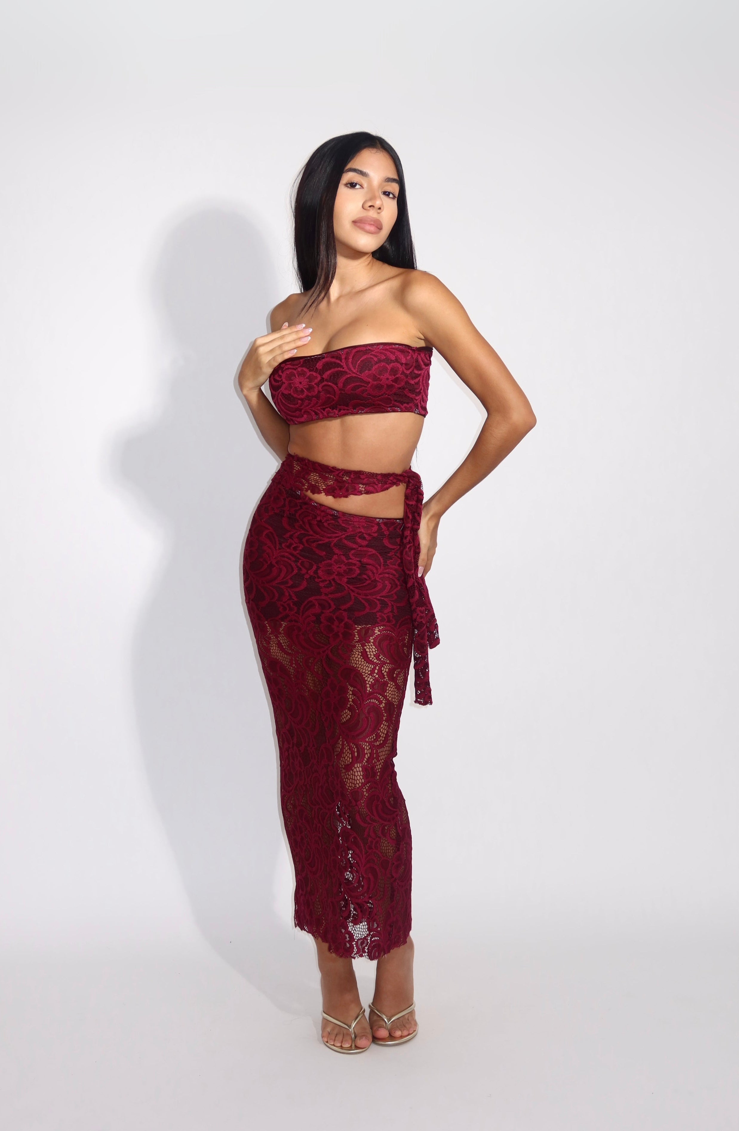 Lace Burgundy Set