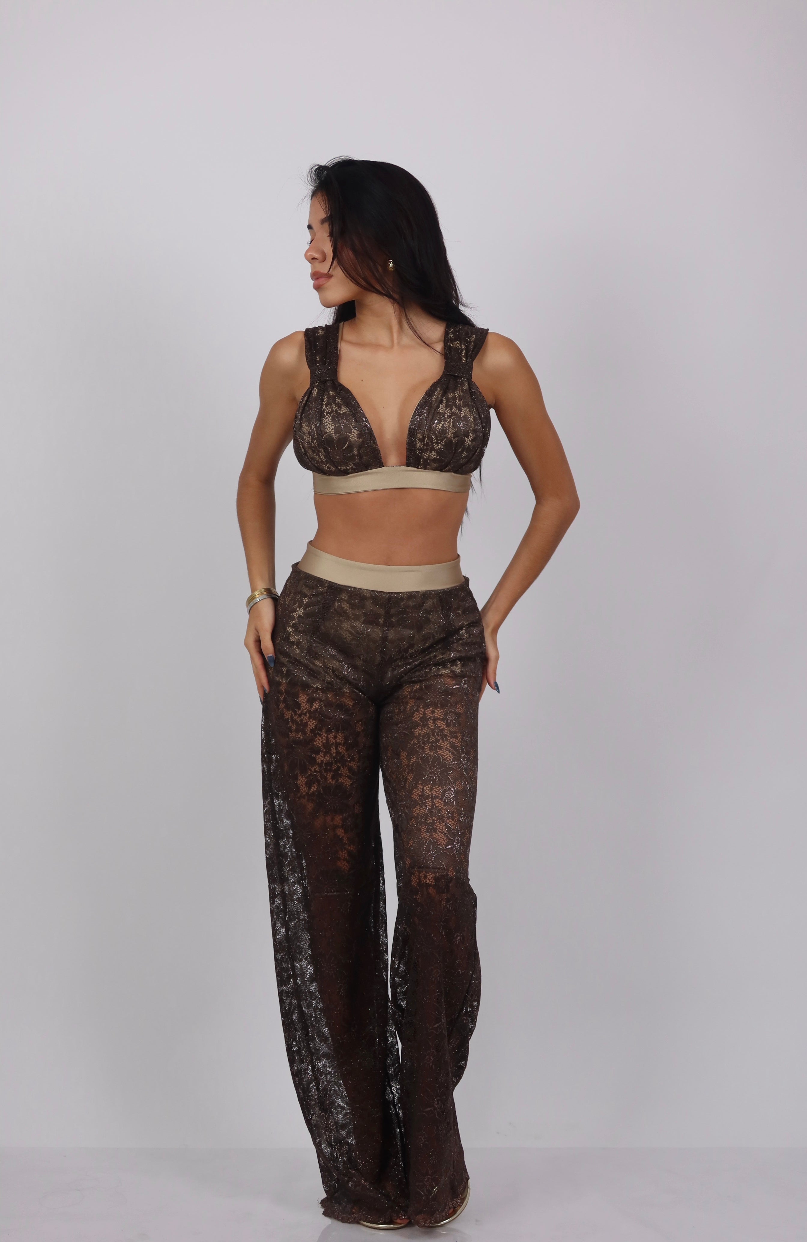 Brown Lace Co-Ord Set
