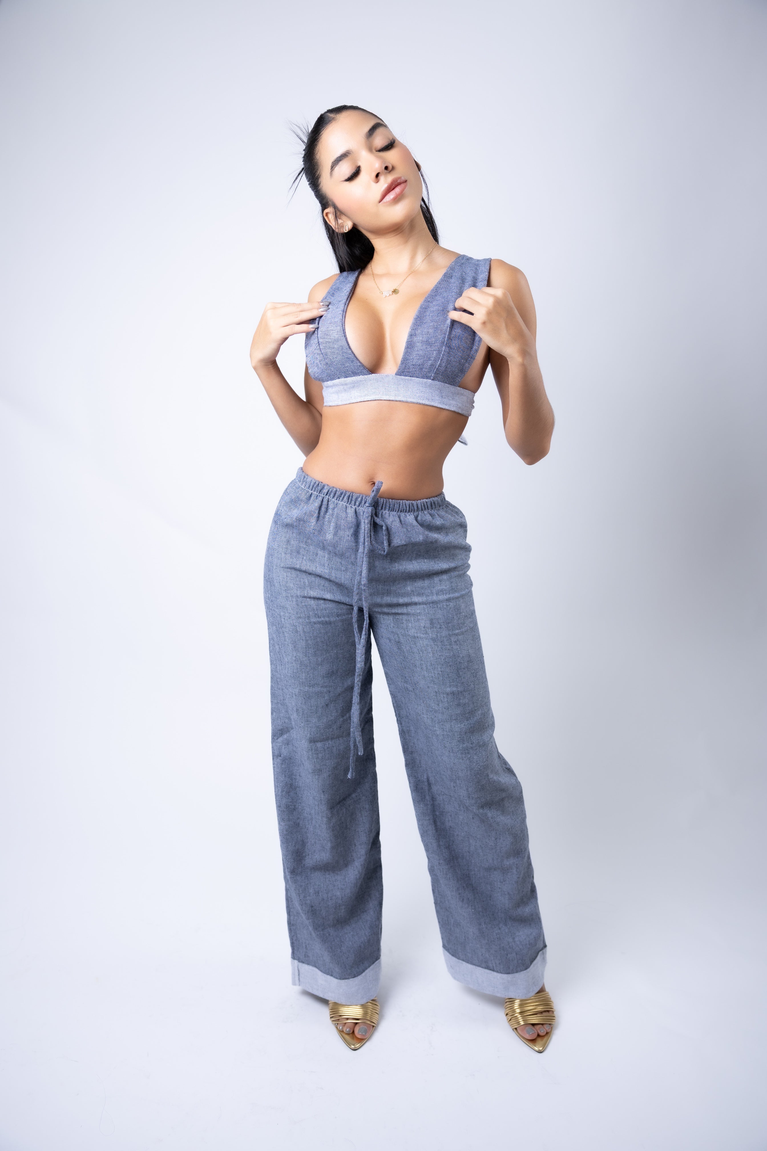 Denim set pants