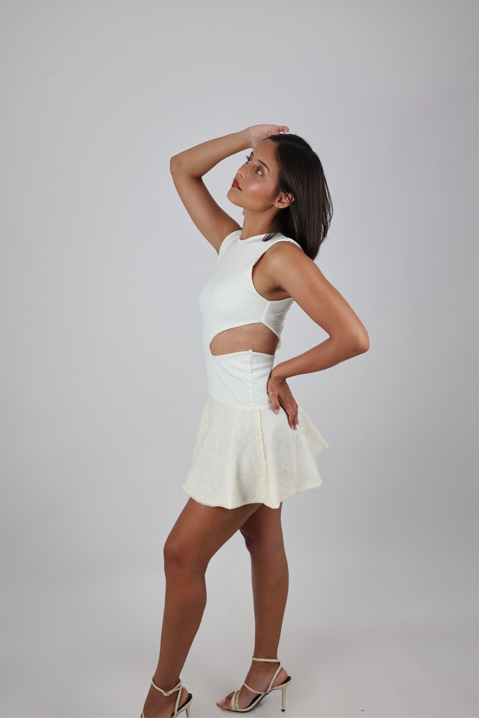 Floral lace mini dress