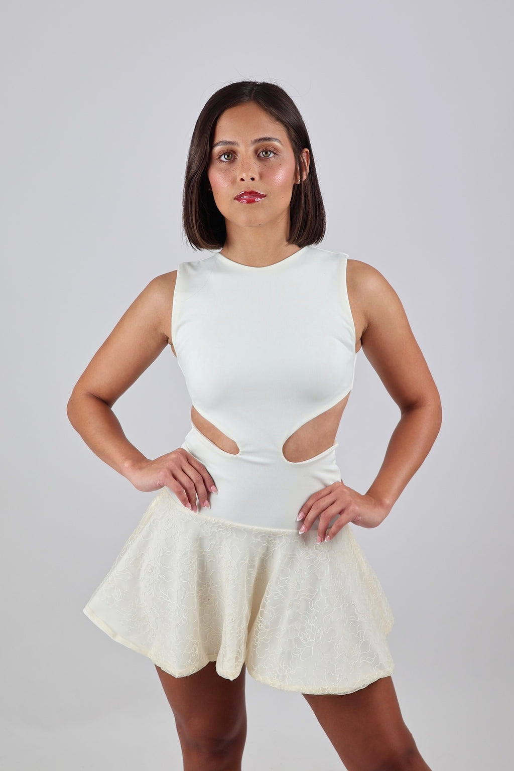 Floral lace mini dress